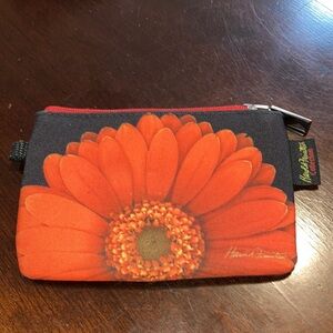 Anna Sui Black and Orange Floral Coin Purse